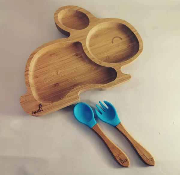 Krožnik iz bambusa s priseskom ZAJČEK celi – set - Image 2